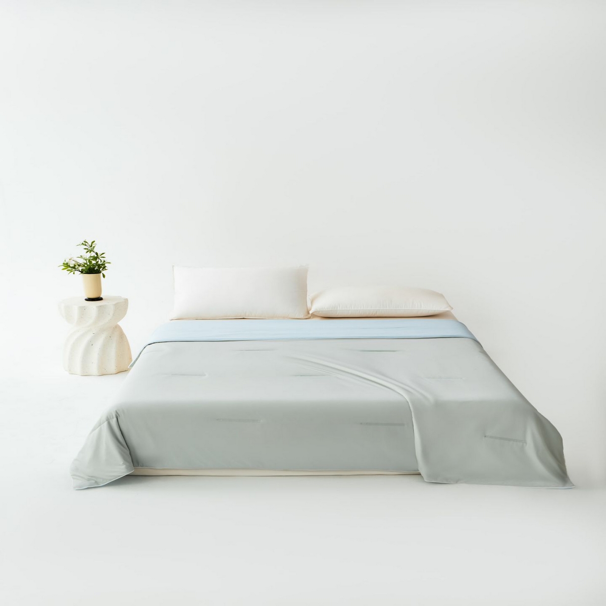 91家纺网 家纺一手货源 找家纺 大吉 2026新款纯色锦氨系列单床笠 雪绒灰