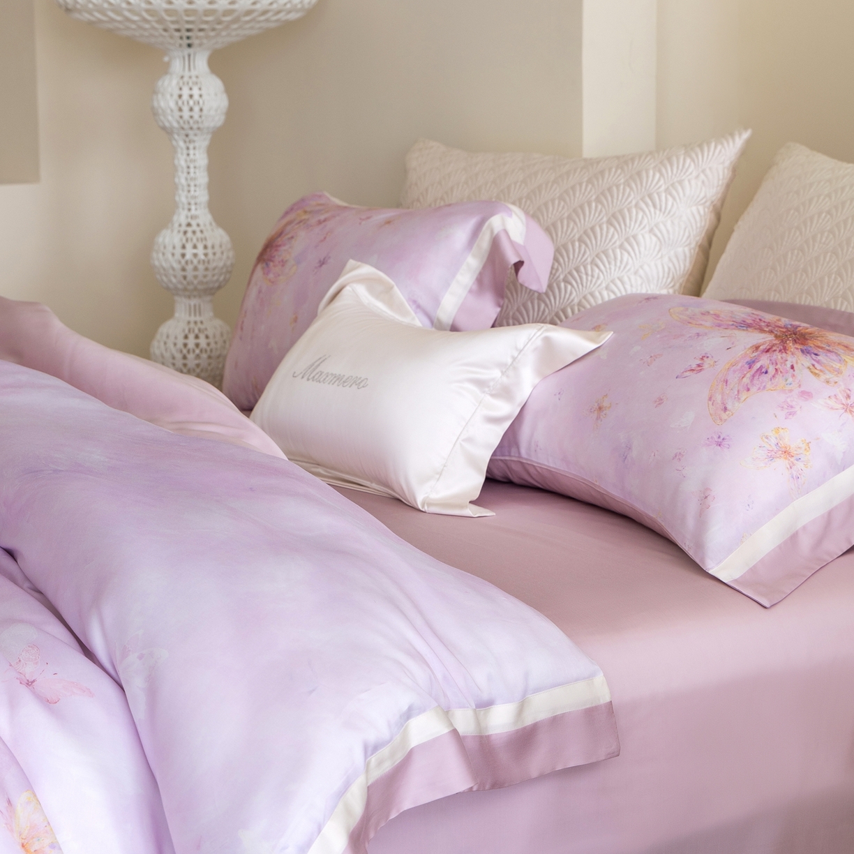 91家纺网 家纺一手货源 找家纺 馨蕊家居 2026春夏新品高奢简约活性数码印花系列-织锦 织锦-蔷薇粉