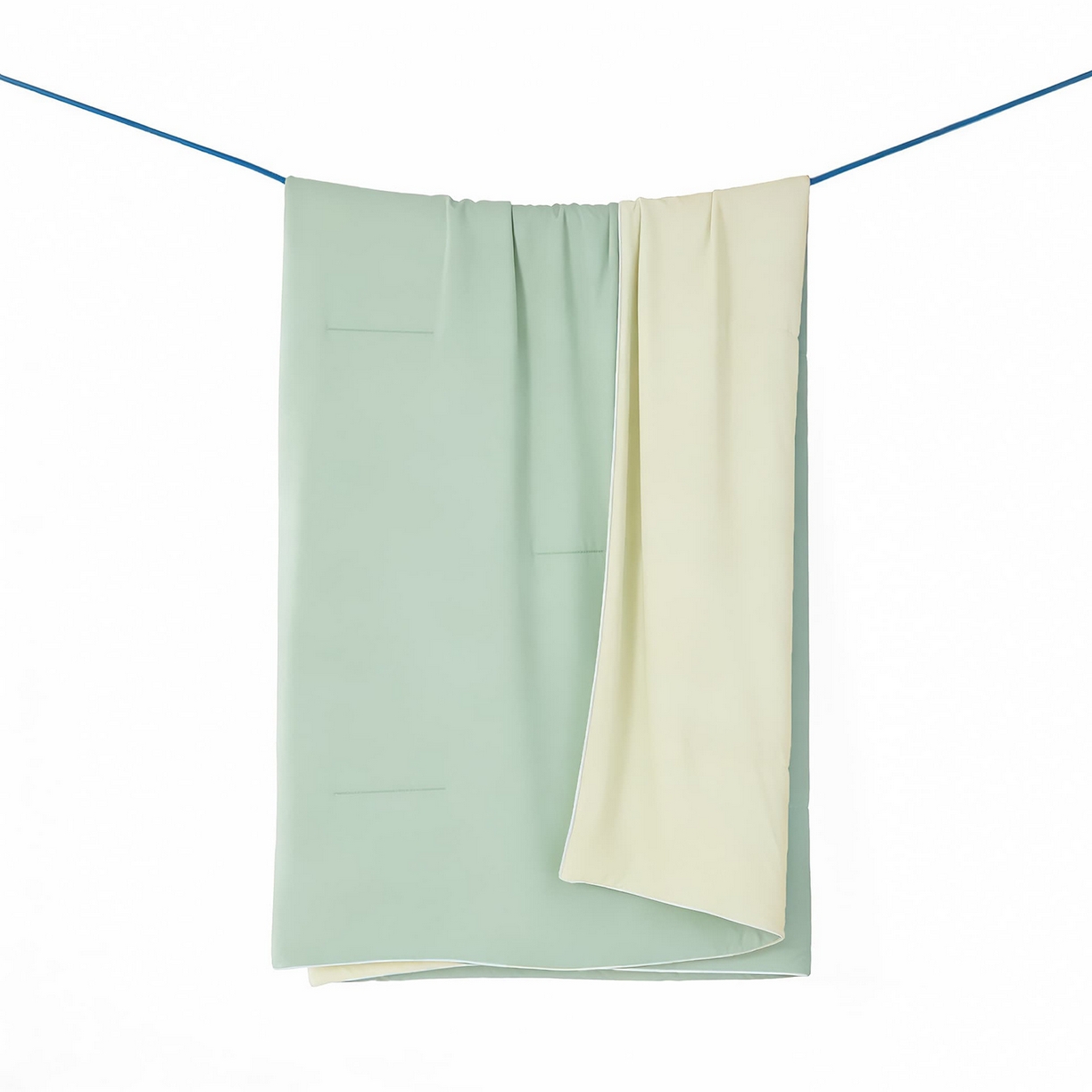 91家纺网 家纺一手货源 找家纺 大吉 2026新款纯色锦氨系列夏被被子被芯 绿+奶白