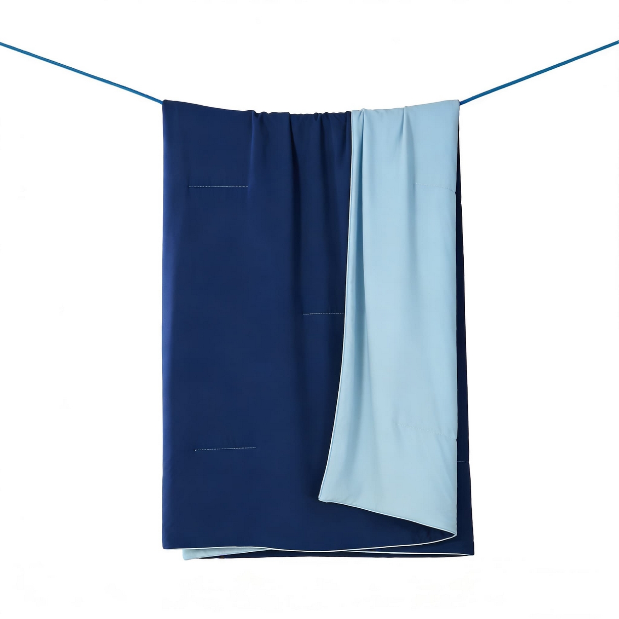 91家纺网 家纺一手货源 找家纺 大吉 2026新款纯色锦氨系列夏被被子被芯 深蓝+浅蓝