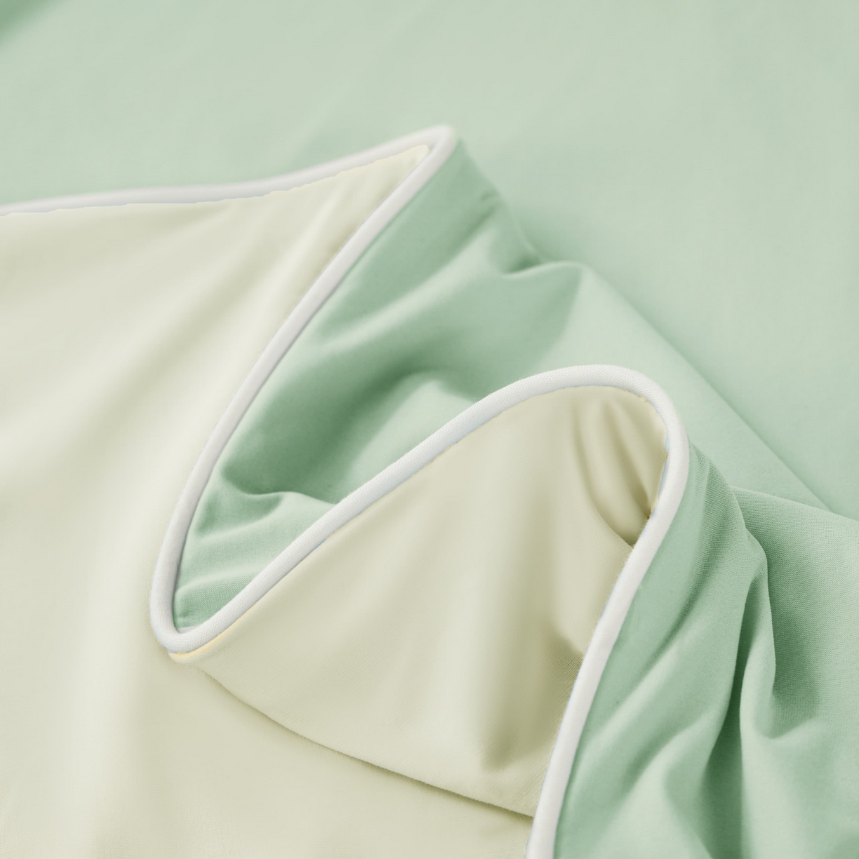 91家纺网 家纺一手货源 找家纺 大吉 2026新款纯色锦氨系列夏被被子被芯 绿+奶白