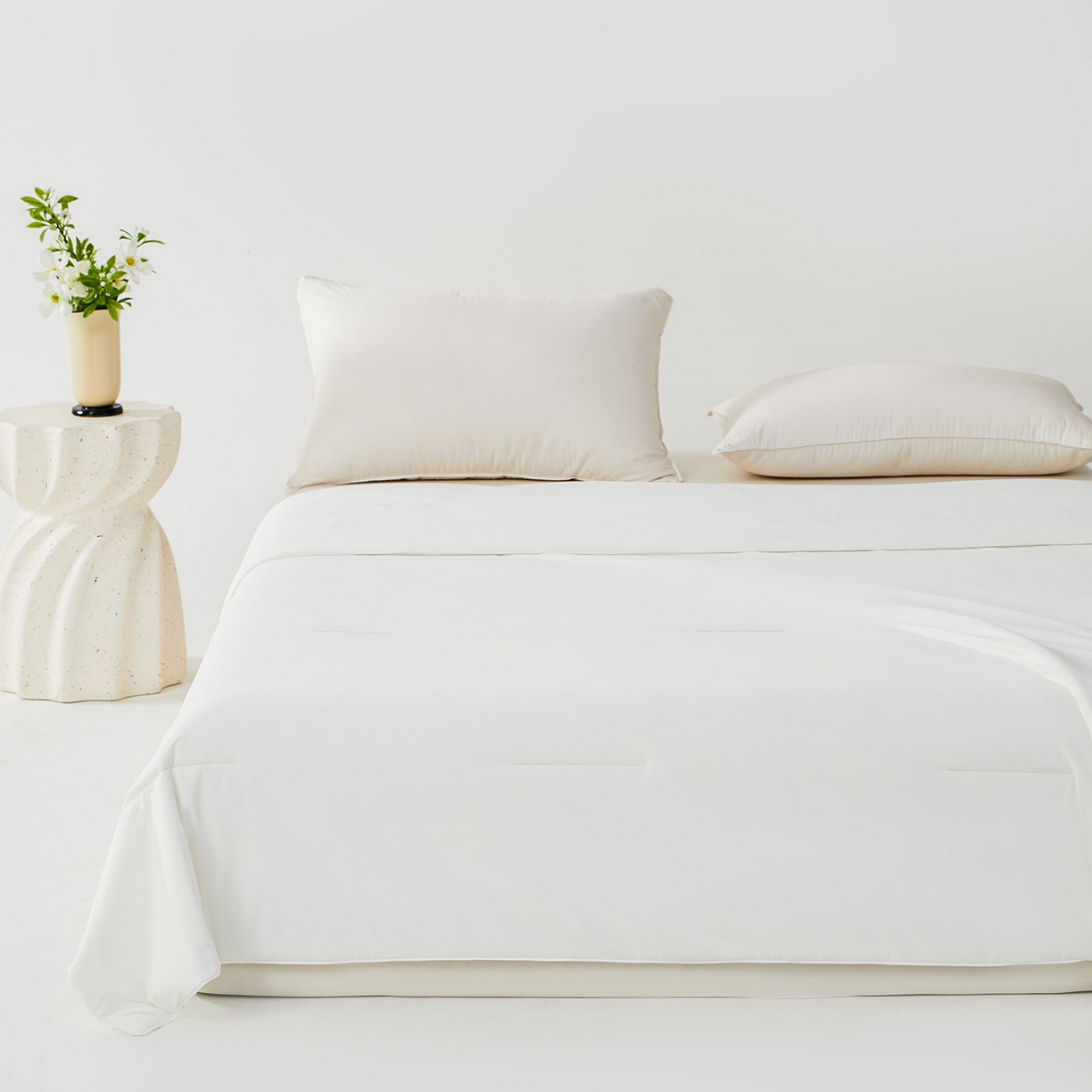 91家纺网 家纺一手货源 找家纺 大吉 2026新款纯色锦氨系列夏被被子被芯 本白