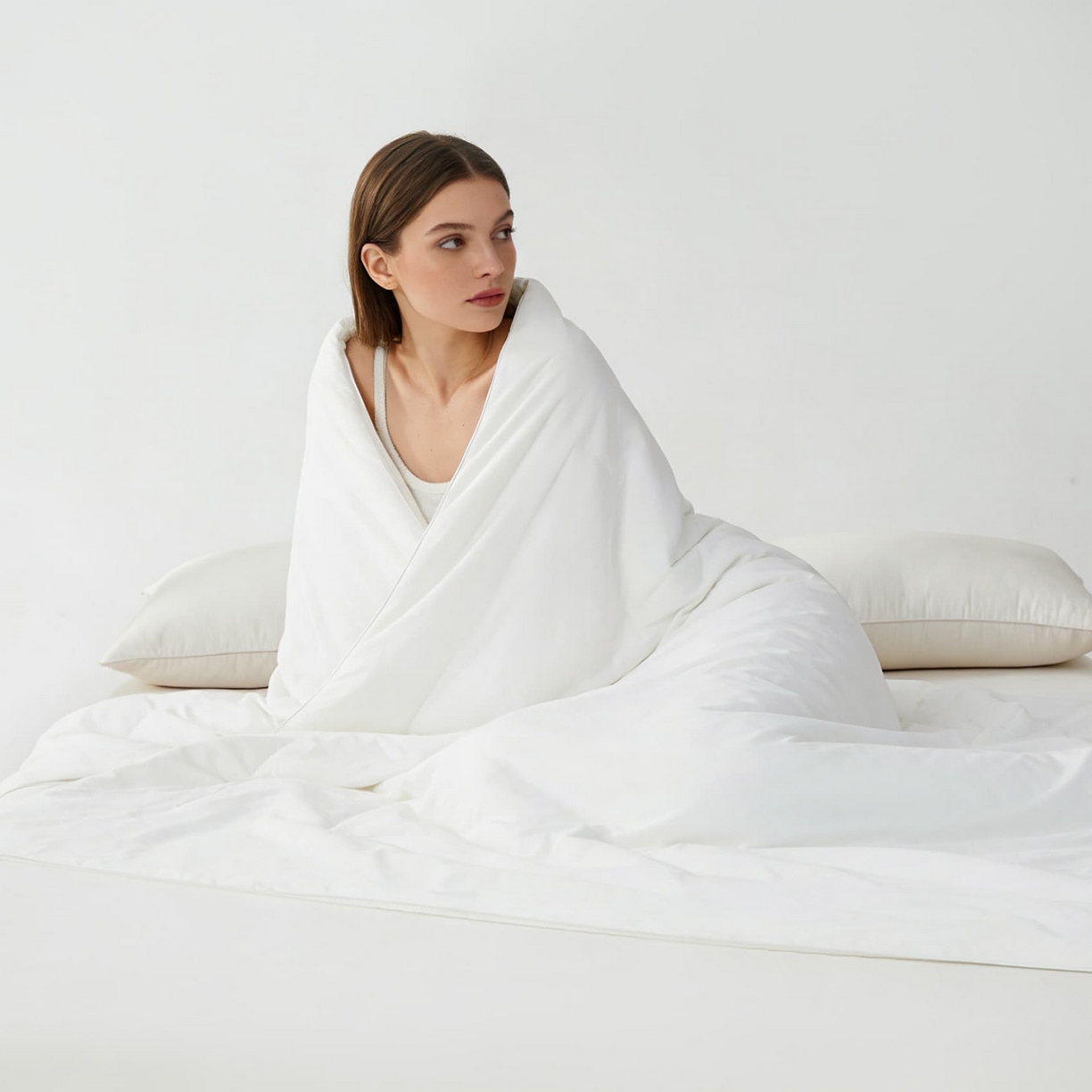 91家纺网 家纺一手货源 找家纺 大吉 2026新款纯色锦氨系列夏被被子被芯 本白