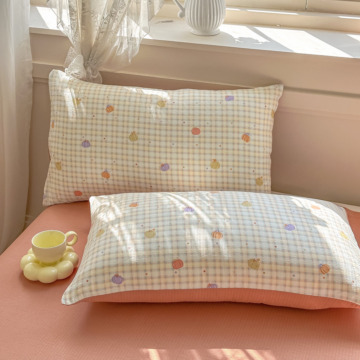 91家纺网 家纺一手货源 找家纺 晓时候 2026新款皱皱纱大豆夏被夏凉被空调被 南瓜小格