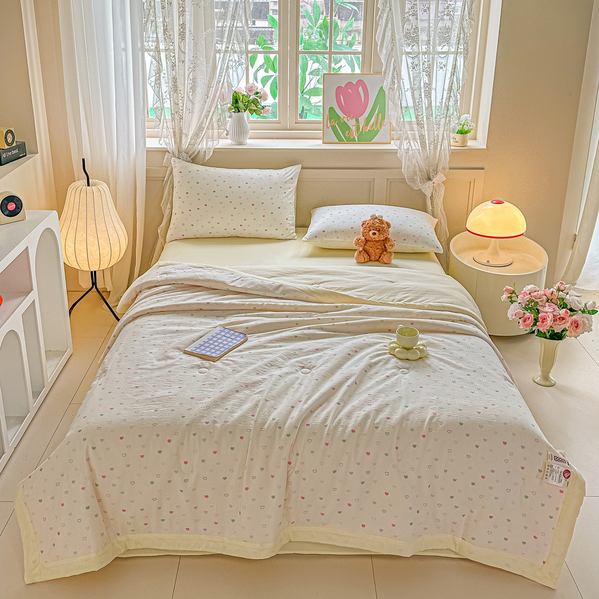 91家纺网 家纺一手货源 找家纺 晓时候 2026新款皱皱纱大豆夏被夏凉被空调被 甜梦奶心