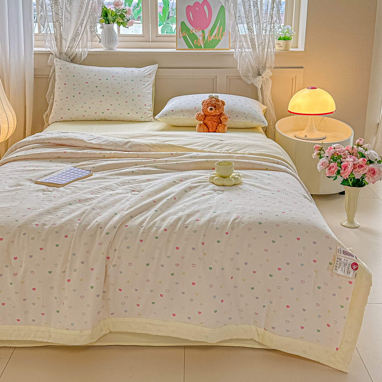 91家纺网 家纺一手货源 找家纺 晓时候 2026新款皱皱纱大豆夏被夏凉被空调被 甜梦奶心