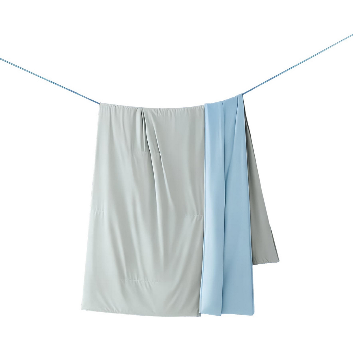 91家纺网 家纺一手货源 找家纺 大吉 2026新款纯色锦氨系列夏被被子被芯 灰+浅蓝