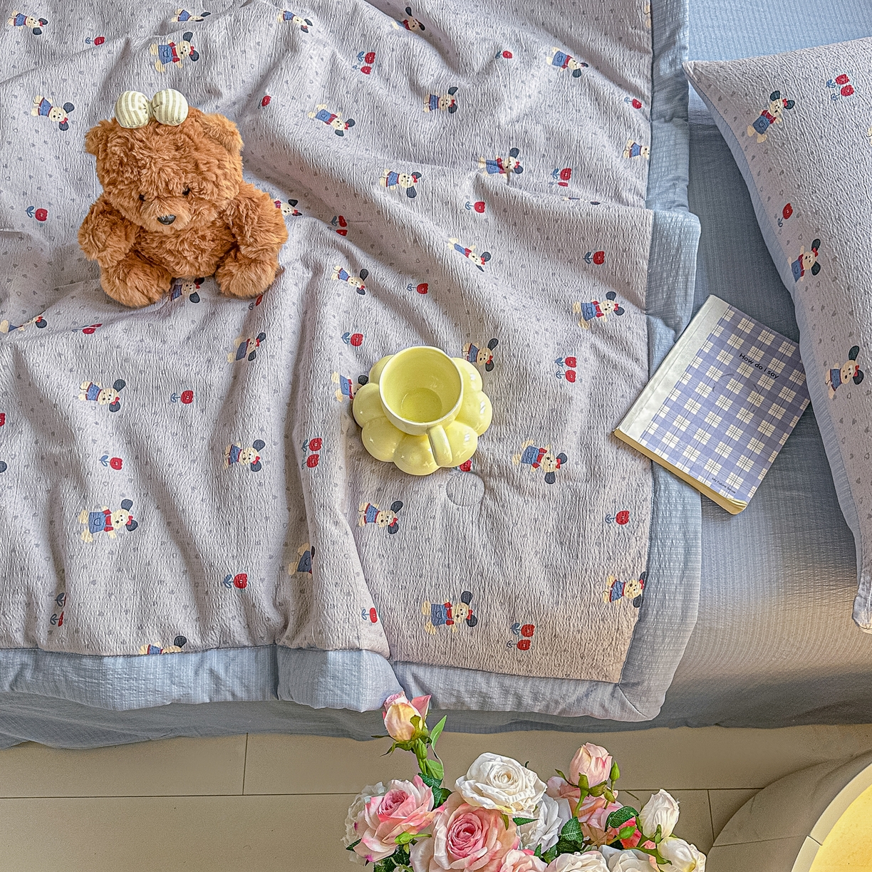 91家纺网 家纺一手货源 找家纺 晓时候 2026新款皱皱纱大豆夏被夏凉被空调被 小蓝狗