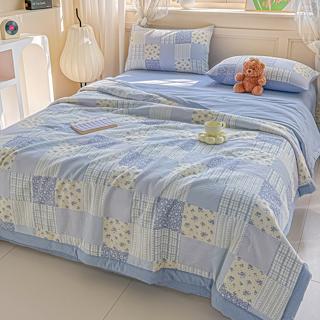 91家纺网 家纺一手货源 找家纺 晓时候 2026新款皱皱纱大豆夏被夏凉被空调被 百福田园