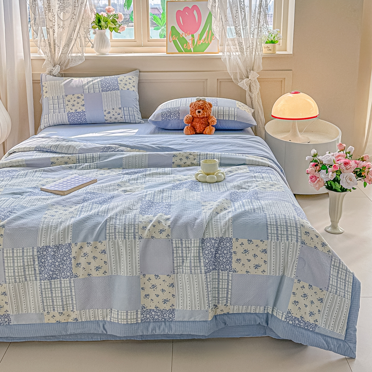 91家纺网 家纺一手货源 找家纺 晓时候 2026新款皱皱纱大豆夏被夏凉被空调被 百福田园