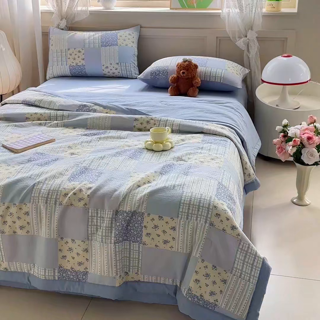 91家纺网 家纺一手货源 找家纺 晓时候 2026新款皱皱纱大豆夏被夏凉被空调被 百福田园