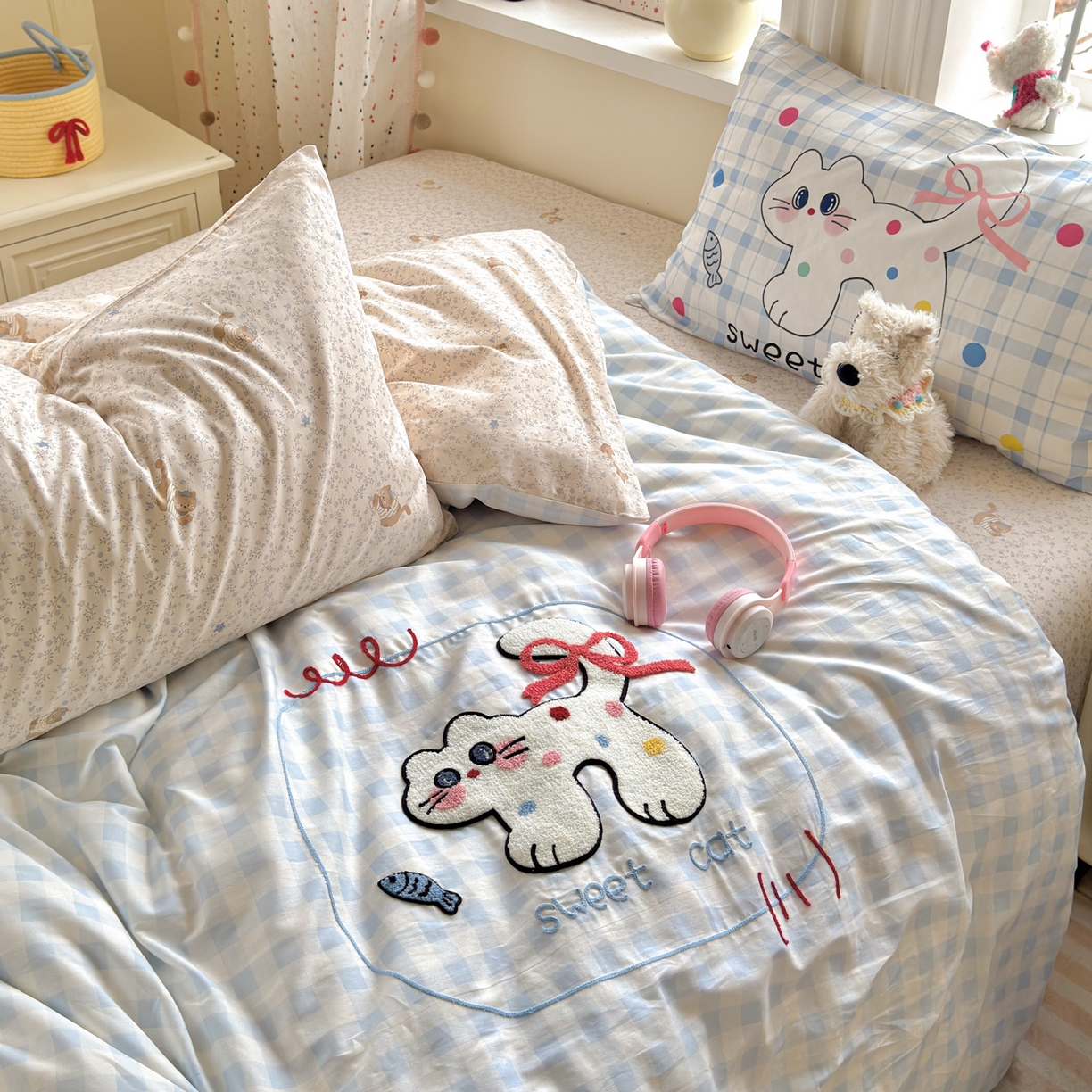 91家纺网 家纺一手货源 找家纺 （总）乐童家纺 2026新款13370全棉纯棉毛巾绣呆萌系列四件套第二波