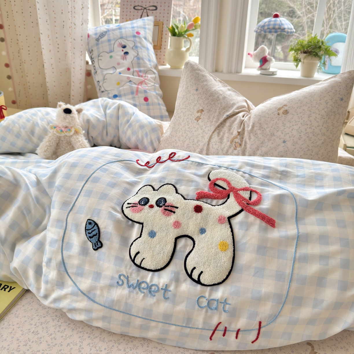 91家纺网 家纺一手货源 找家纺 （总）乐童家纺 2026新款13370全棉纯棉毛巾绣呆萌系列四件套第二波