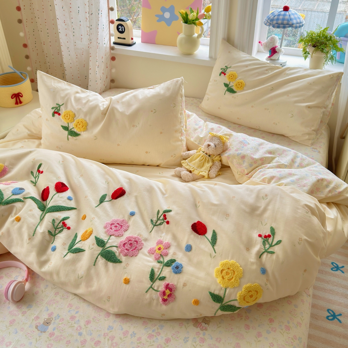 91家纺网 家纺一手货源 找家纺 （总）乐童家纺 2026新款13370全棉纯棉毛巾绣呆萌系列四件套第二波