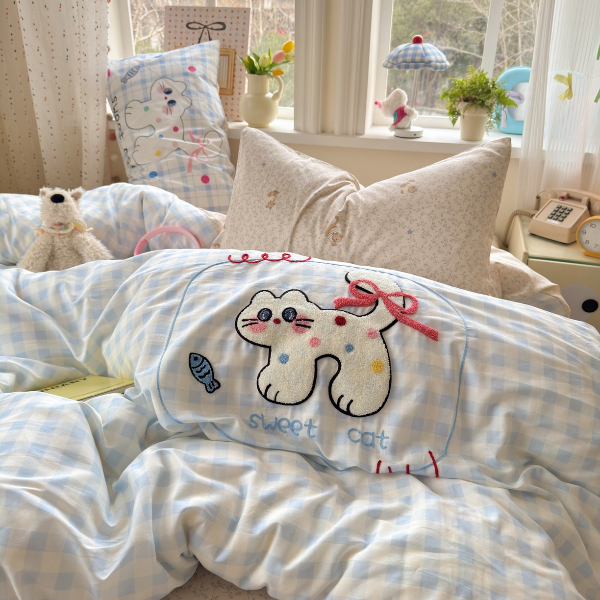 91家纺网 家纺一手货源 找家纺 （总）乐童家纺 2026新款13370全棉纯棉毛巾绣呆萌系列四件套第二波