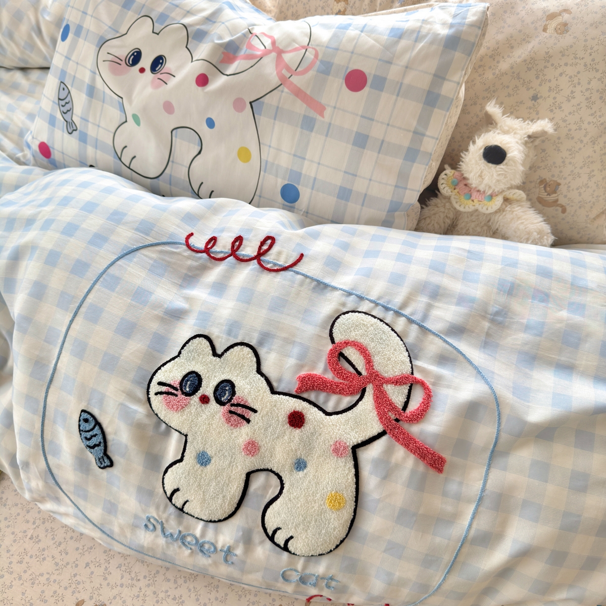 91家纺网 家纺一手货源 找家纺 （总）乐童家纺 2026新款13370全棉纯棉毛巾绣呆萌系列四件套第二波