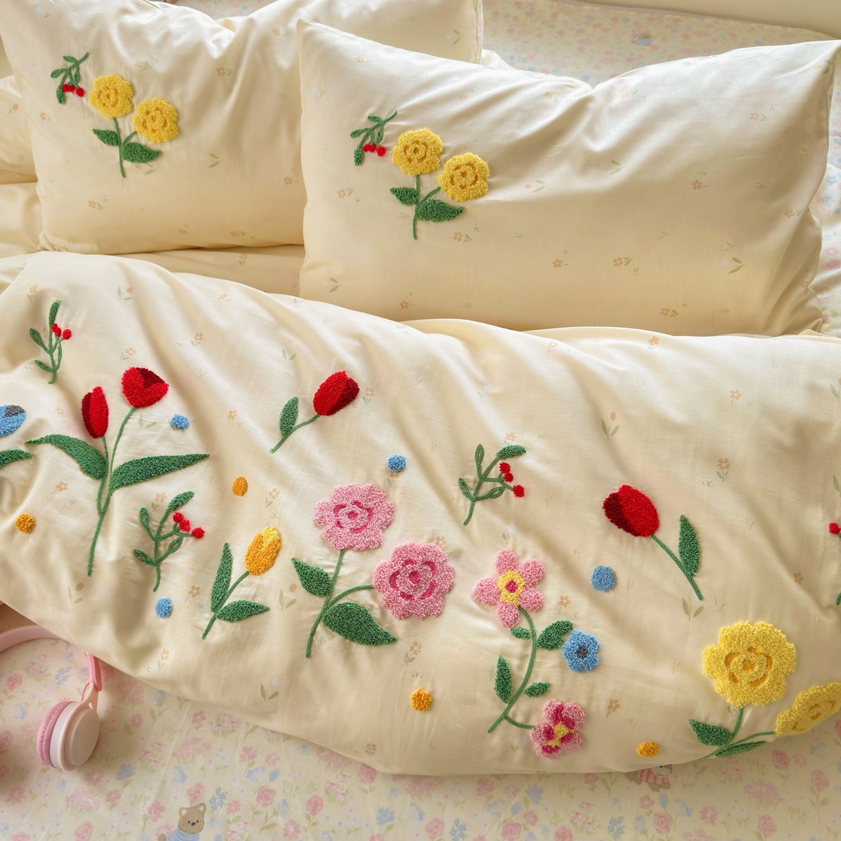 91家纺网 家纺一手货源 找家纺 乐童家纺 2026新款13370全棉纯棉毛巾绣呆萌系列四件套第二波 芳草集