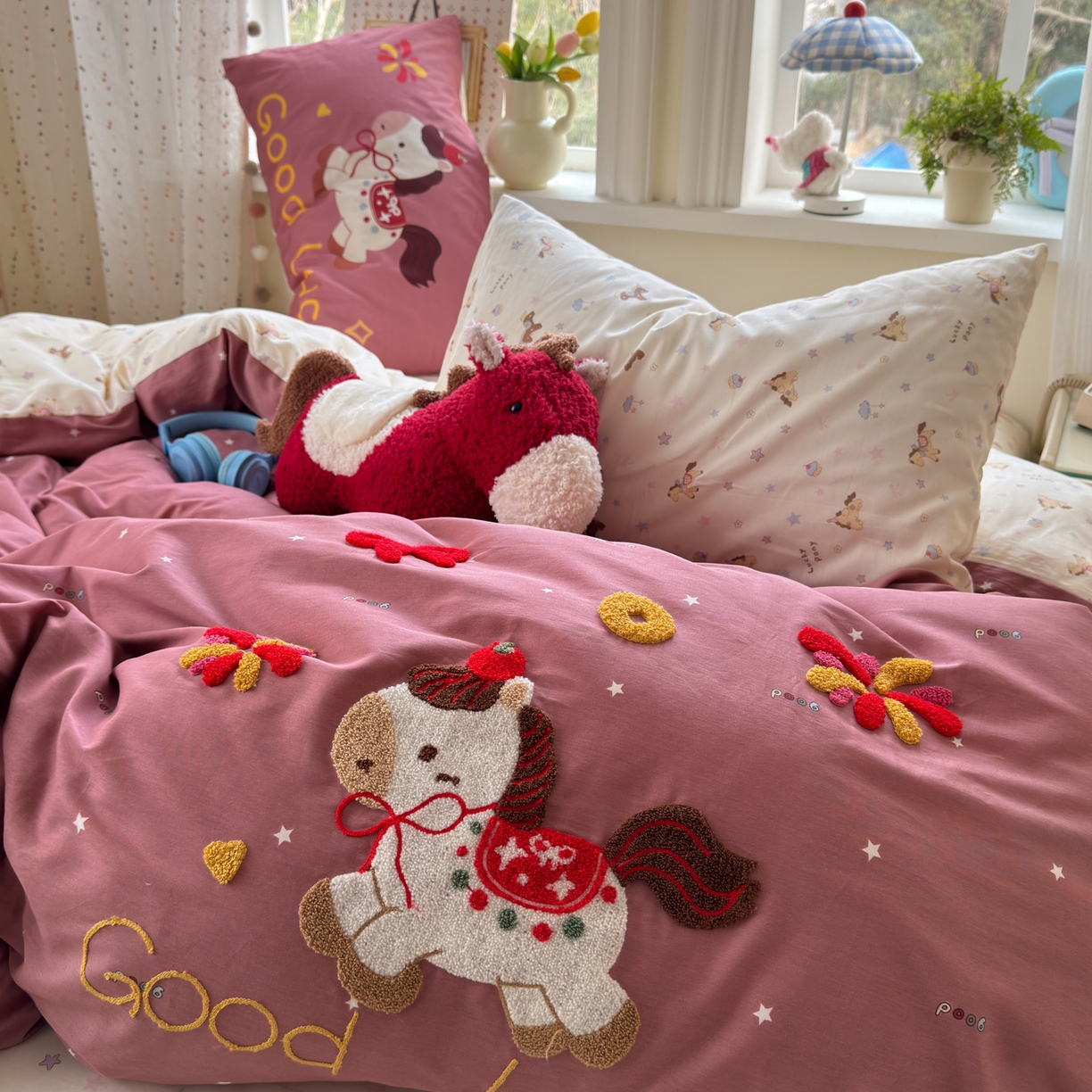 91家纺网 家纺一手货源 找家纺 乐童家纺 2026新款13370全棉纯棉毛巾绣呆萌系列四件套第二波 福马