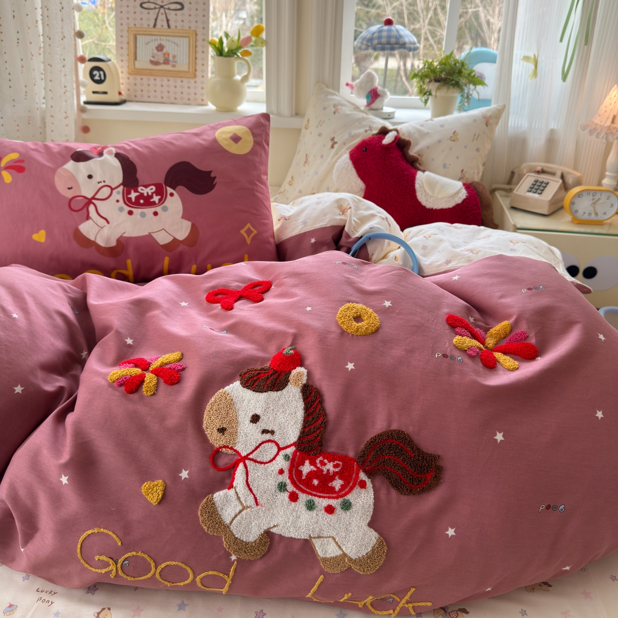 91家纺网 家纺一手货源 找家纺 乐童家纺 2026新款13370全棉纯棉毛巾绣呆萌系列四件套第二波 福马