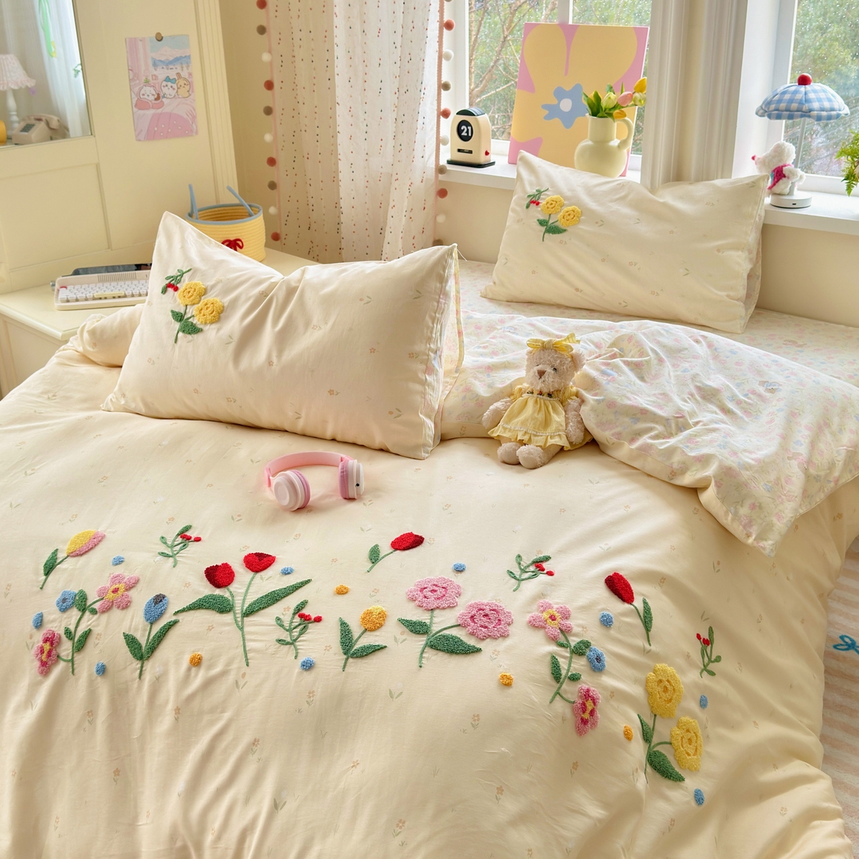 91家纺网 家纺一手货源 找家纺 乐童家纺 2026新款13370全棉纯棉毛巾绣呆萌系列四件套第二波 芳草集