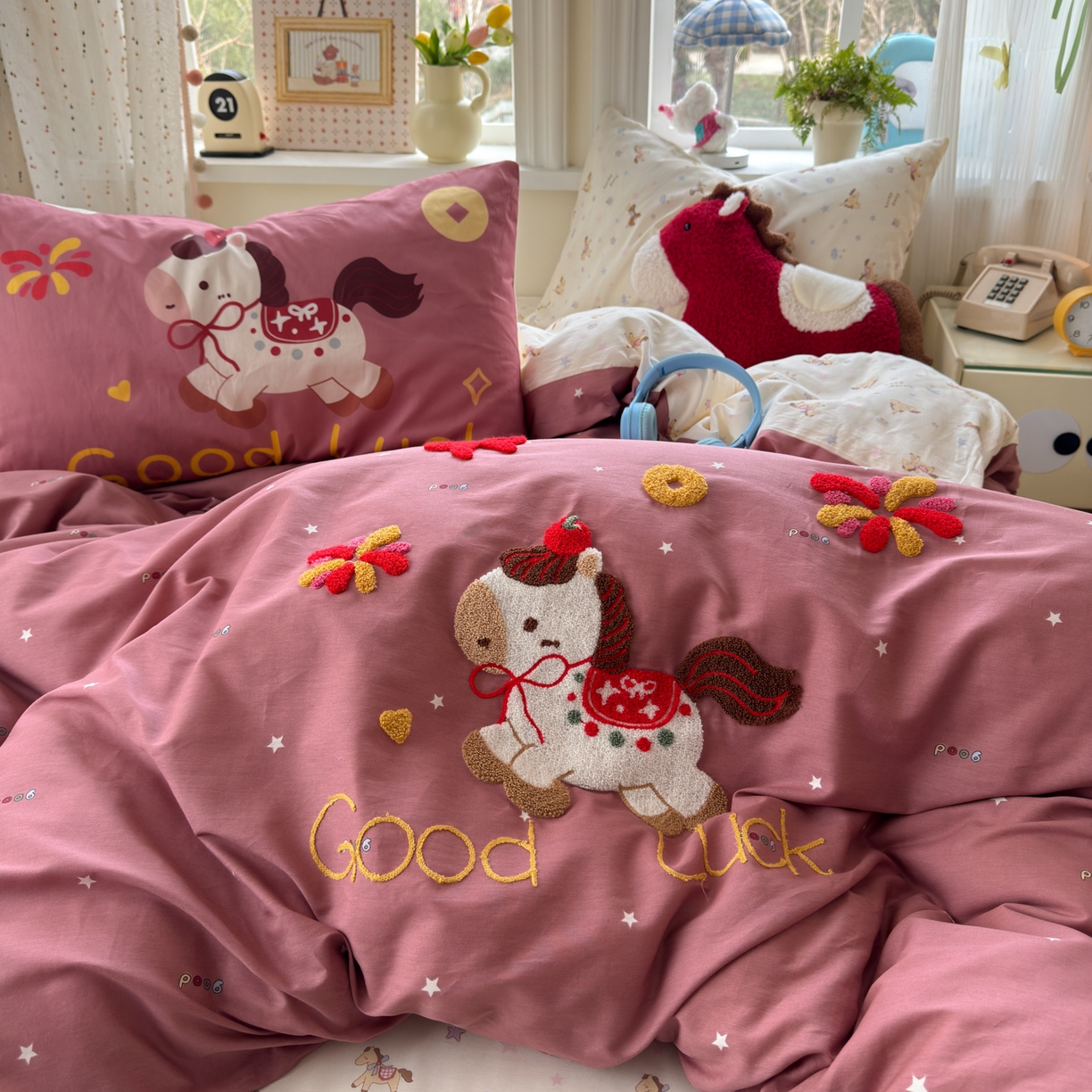 91家纺网 家纺一手货源 找家纺 乐童家纺 2026新款13370全棉纯棉毛巾绣呆萌系列四件套第二波 福马