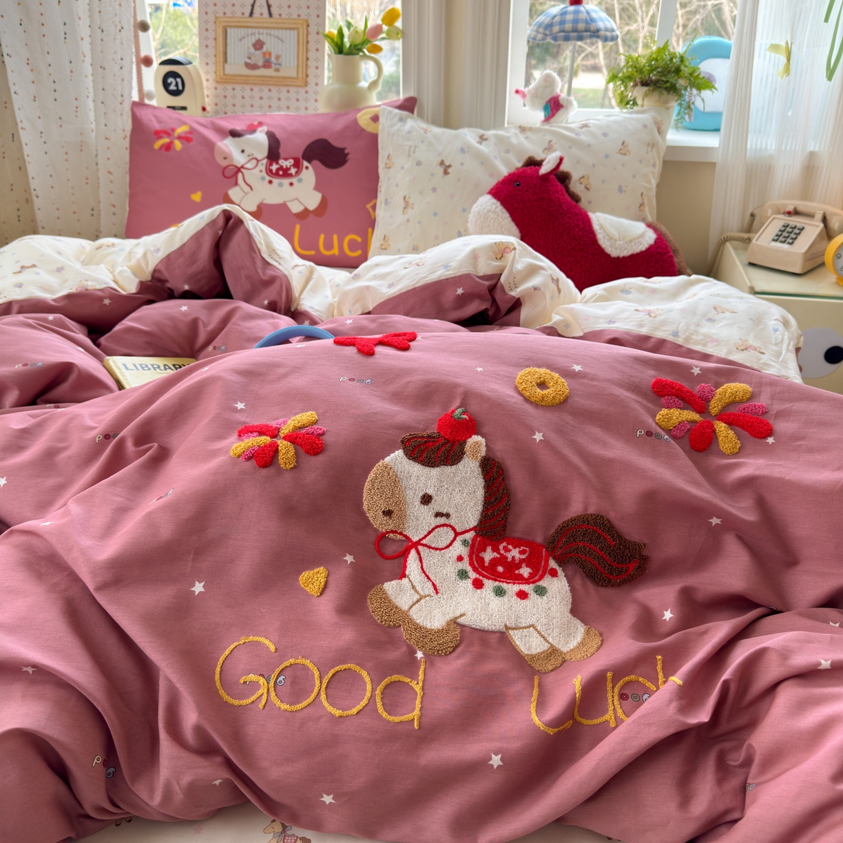 91家纺网 家纺一手货源 找家纺 乐童家纺 2026新款13370全棉纯棉毛巾绣呆萌系列四件套第二波 福马