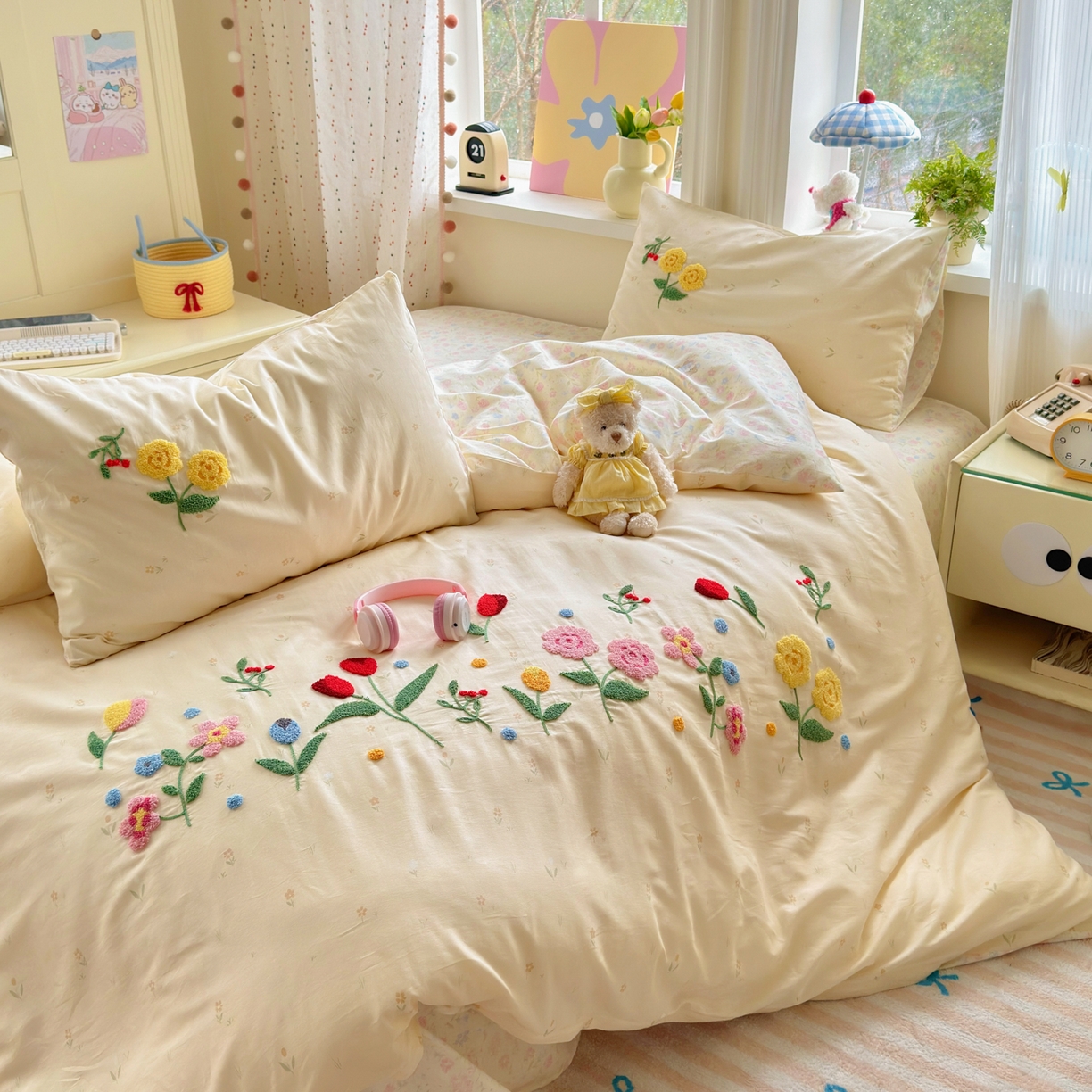 91家纺网 家纺一手货源 找家纺 乐童家纺 2026新款13370全棉纯棉毛巾绣呆萌系列四件套第二波 芳草集