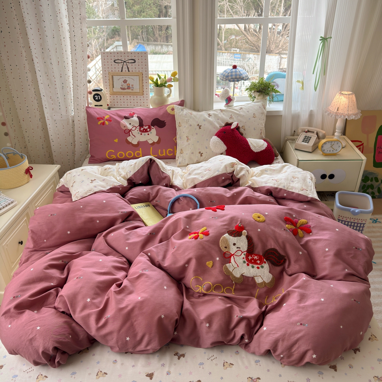 91家纺网 家纺一手货源 找家纺 乐童家纺 2026新款13370全棉纯棉毛巾绣呆萌系列四件套第二波 福马