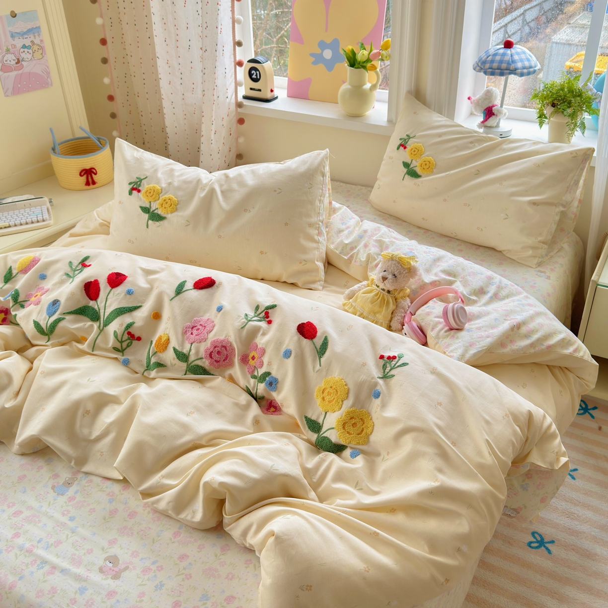 91家纺网 家纺一手货源 找家纺 乐童家纺 2026新款13370全棉纯棉毛巾绣呆萌系列四件套第二波 芳草集