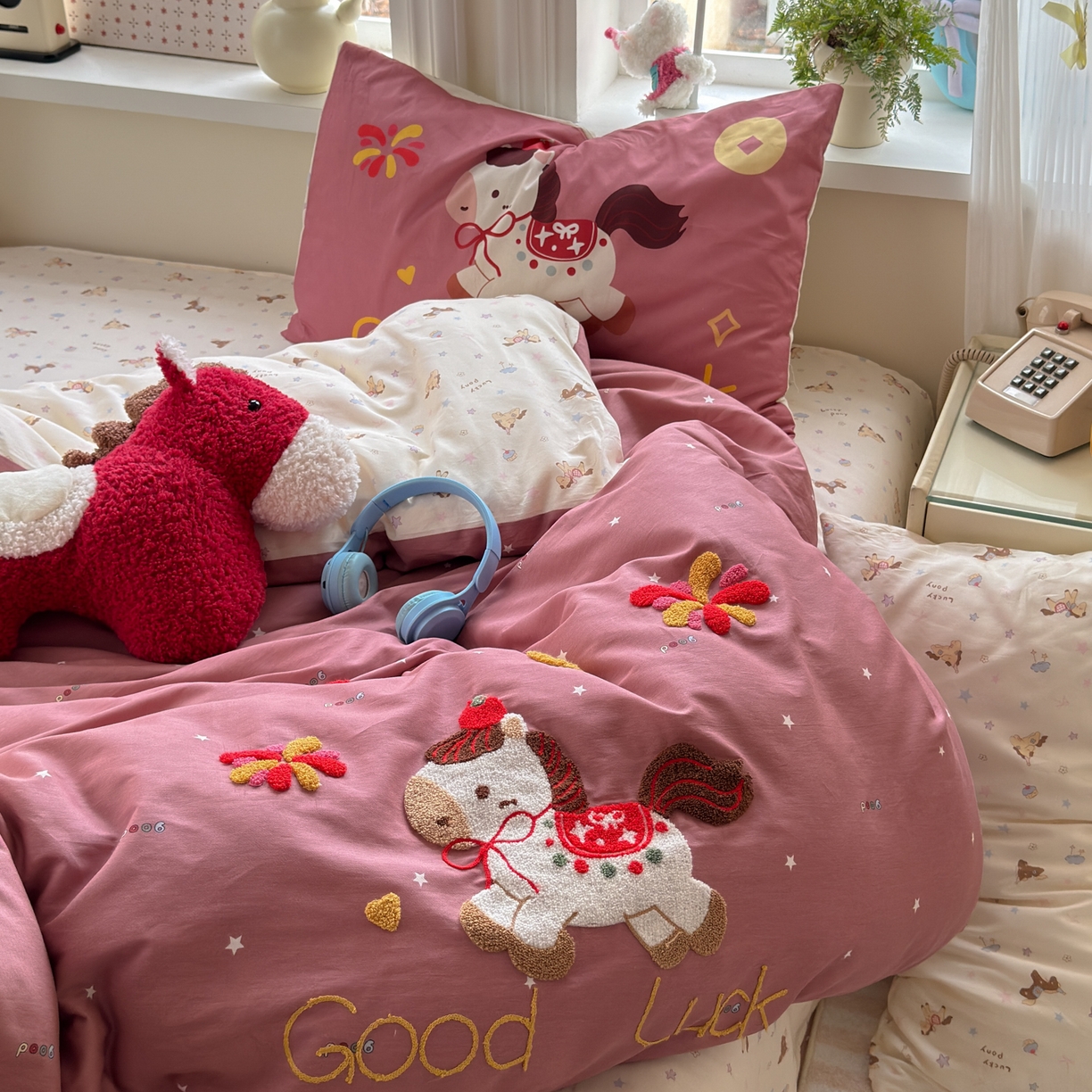 91家纺网 家纺一手货源 找家纺 乐童家纺 2026新款13370全棉纯棉毛巾绣呆萌系列四件套第二波 福马