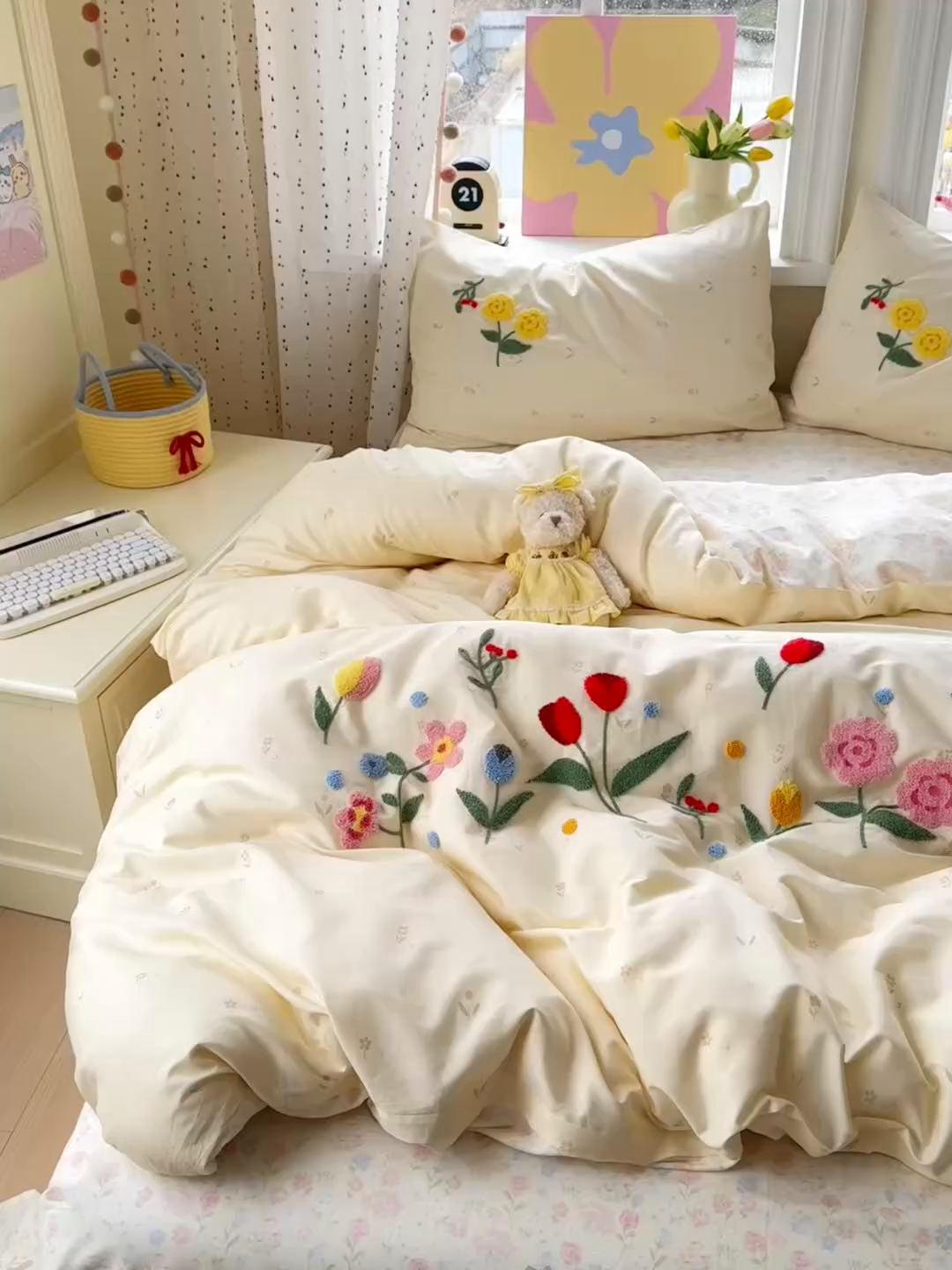 91家纺网 家纺一手货源 找家纺 乐童家纺 2026新款13370全棉纯棉毛巾绣呆萌系列四件套第二波 芳草集