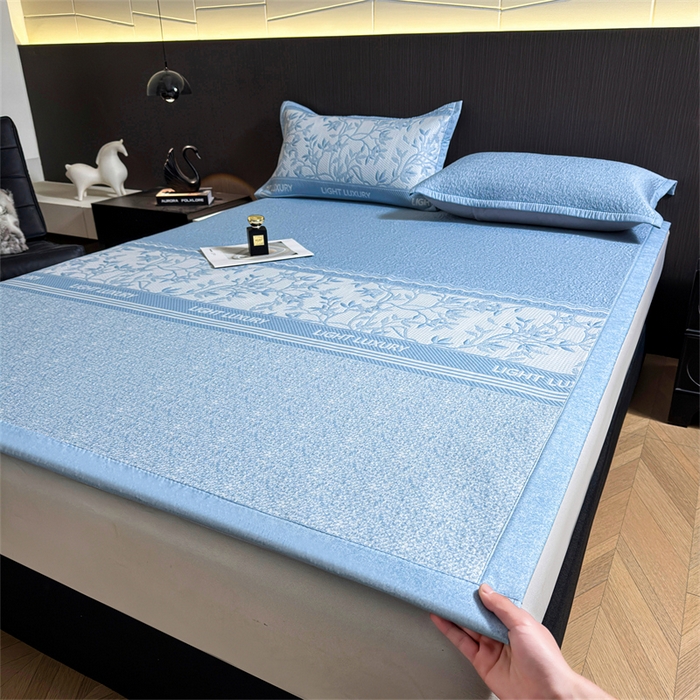 91家纺网 家纺一手货源 找家纺 （总）慕木家纺 2026新款高端复合三明治PE乙纶提花610克冰豆豆凉席欧洛菲系列（提供买家秀）