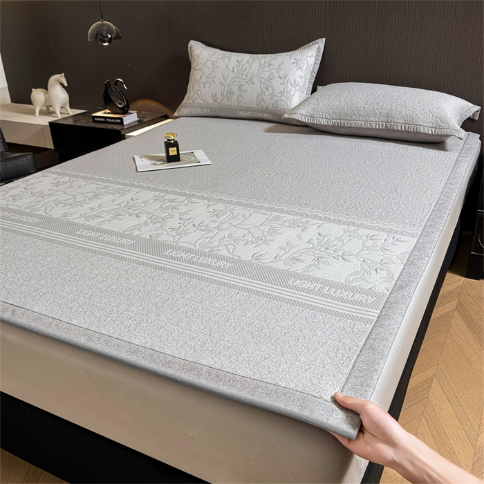 91家纺网 家纺一手货源 找家纺 （总）慕木家纺 2026新款高端复合三明治PE乙纶提花610克冰豆豆凉席欧洛菲系列（提供买家秀）