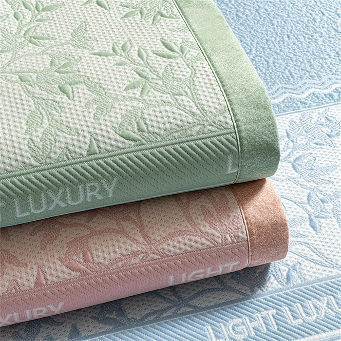 91家纺网 家纺一手货源 找家纺 （总）慕木家纺 2026新款高端复合三明治PE乙纶提花610克冰豆豆凉席欧洛菲系列（提供买家秀）