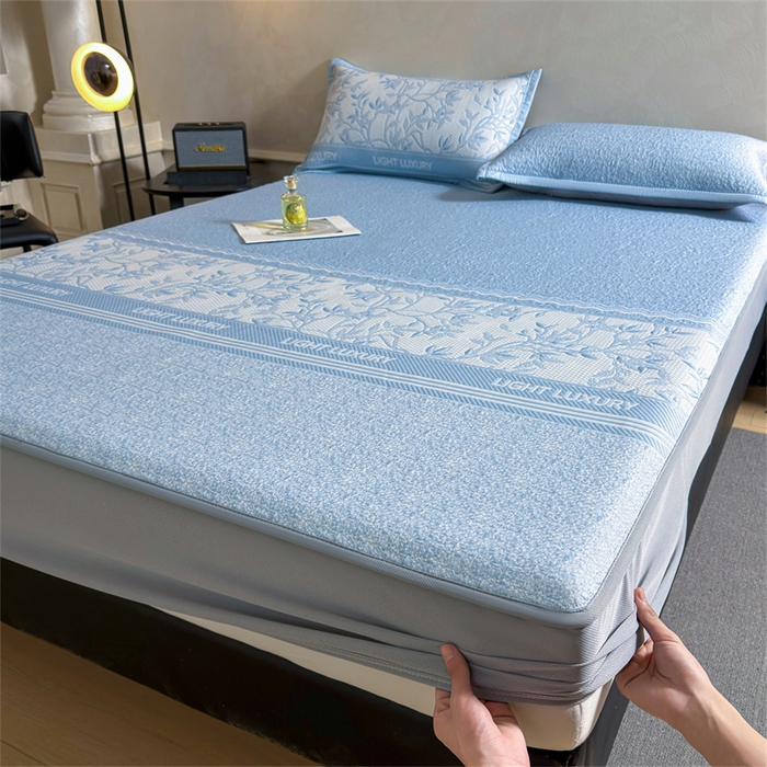 91家纺网 家纺一手货源 找家纺 （总）慕木家纺 2026新款高端复合三明治PE乙纶提花610克冰豆豆凉席欧洛菲系列（提供买家秀）