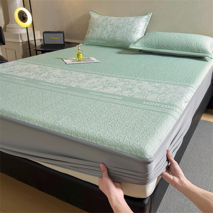 91家纺网 家纺一手货源 找家纺 （总）慕木家纺 2026新款高端复合三明治PE乙纶提花610克冰豆豆凉席欧洛菲系列（提供买家秀）