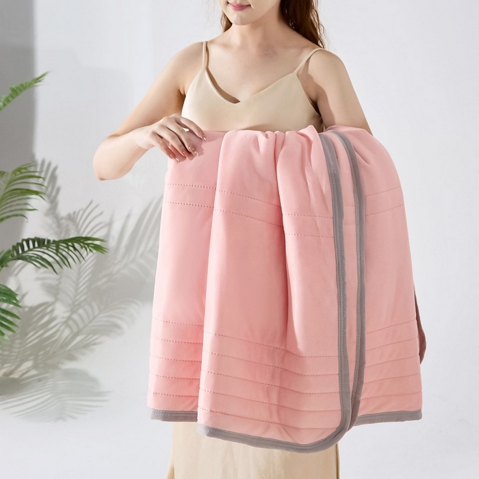 91家纺网 家纺一手货源 找家纺 天之悦家纺 2026跨境外贸可机洗水洗A类夏被冰淇淋凉感丝空调被子被芯夏凉被 粉玉色（条纹款）