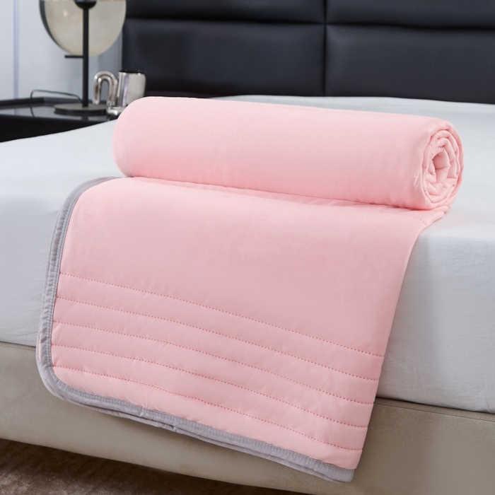 91家纺网 家纺一手货源 找家纺 天之悦家纺 2026跨境外贸可机洗水洗A类夏被冰淇淋凉感丝空调被子被芯夏凉被 粉玉色（条纹款）