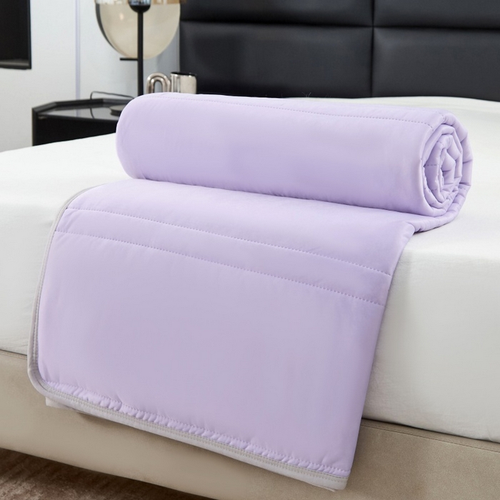 91家纺网 家纺一手货源 找家纺 天之悦家纺 2026跨境外贸可机洗水洗A类夏被冰淇淋凉感丝空调被子被芯夏凉被 高级紫（条纹款）