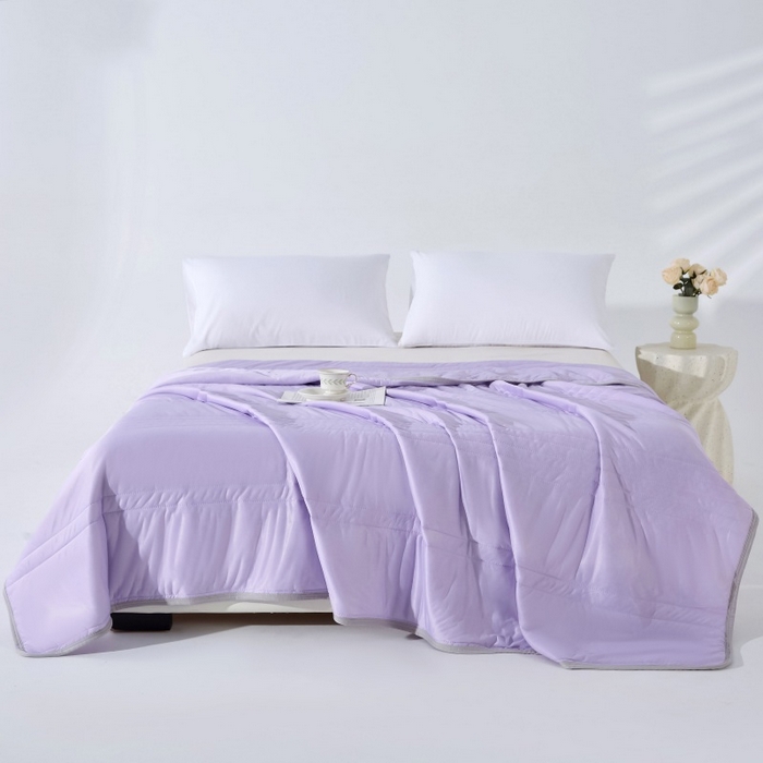 91家纺网 家纺一手货源 找家纺 天之悦家纺 2026跨境外贸可机洗水洗A类夏被冰淇淋凉感丝空调被子被芯夏凉被 高级紫（条纹款）