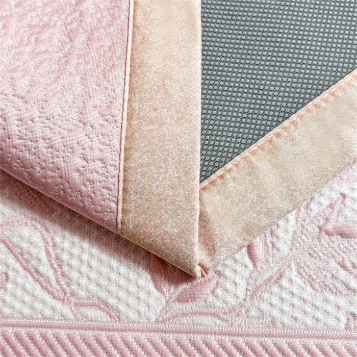 91家纺网 家纺一手货源 找家纺 慕木家纺 2026新款高端复合三明治PE乙纶提花610克冰豆豆凉席欧洛菲系列（提供买家秀） 欧洛菲-粉床席款