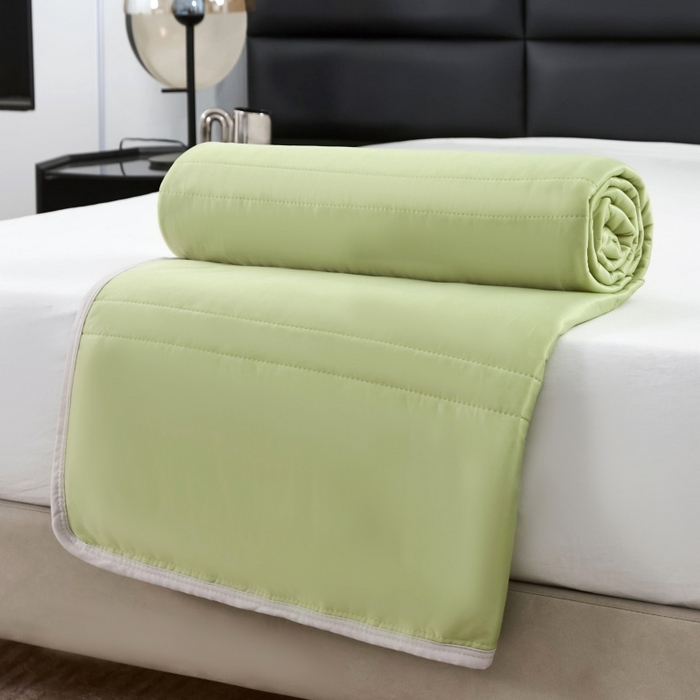 91家纺网 家纺一手货源 找家纺 天之悦家纺 2026跨境外贸可机洗水洗A类夏被冰淇淋凉感丝空调被子被芯夏凉被 果绿（条纹款）