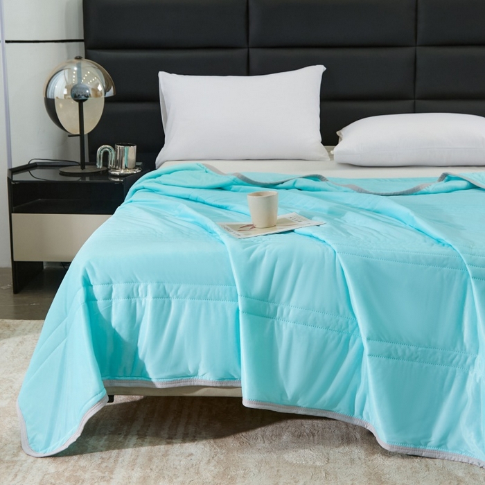 91家纺网 家纺一手货源 找家纺 天之悦家纺 2026跨境外贸可机洗水洗A类夏被冰淇淋凉感丝空调被子被芯夏凉被 湖绿色（条纹款）