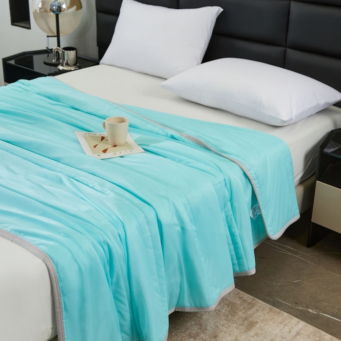 91家纺网 家纺一手货源 找家纺 天之悦家纺 2026跨境外贸可机洗水洗A类夏被冰淇淋凉感丝空调被子被芯夏凉被 湖绿色（条纹款）