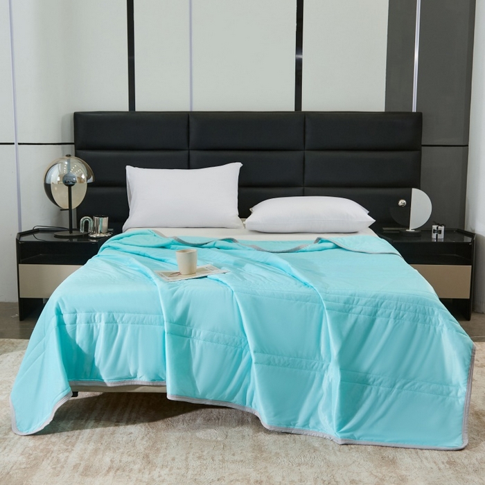 91家纺网 家纺一手货源 找家纺 天之悦家纺 2026跨境外贸可机洗水洗A类夏被冰淇淋凉感丝空调被子被芯夏凉被 湖绿色（条纹款）