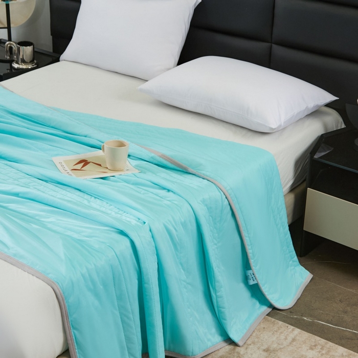 91家纺网 家纺一手货源 找家纺 天之悦家纺 2026跨境外贸可机洗水洗A类夏被冰淇淋凉感丝空调被子被芯夏凉被 湖绿色（条纹款）