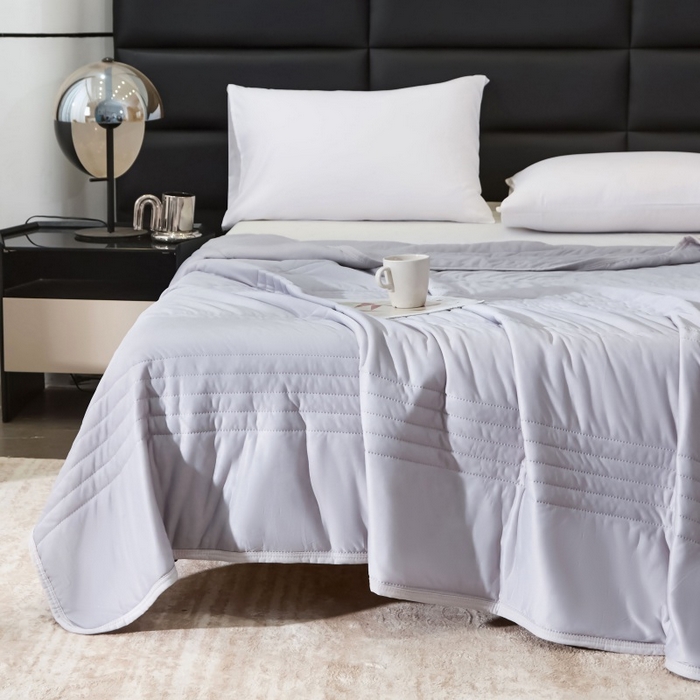 91家纺网 家纺一手货源 找家纺 天之悦家纺 2026跨境外贸可机洗水洗A类夏被冰淇淋凉感丝空调被子被芯夏凉被 浅灰（条纹款）