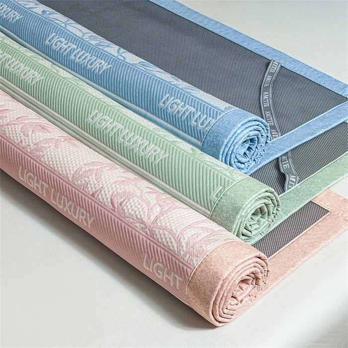 91家纺网 家纺一手货源 找家纺 慕木家纺 2026新款高端复合三明治PE乙纶提花610克冰豆豆凉席欧洛菲系列（提供买家秀） 组合图床席款