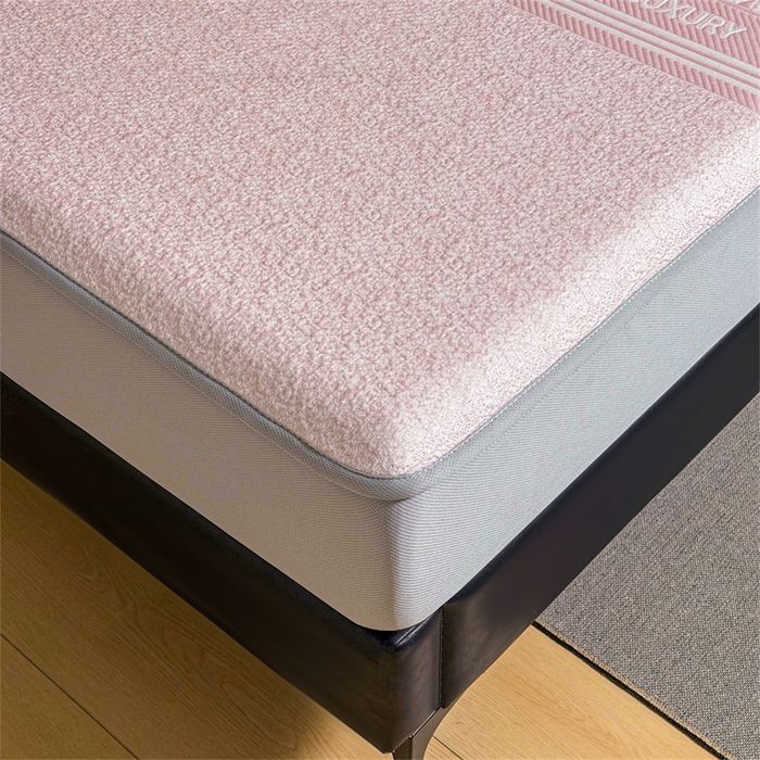 91家纺网 家纺一手货源 找家纺 慕木家纺 2026新款高端复合三明治PE乙纶提花610克冰豆豆凉席欧洛菲系列（提供买家秀） 欧洛菲-粉床笠款