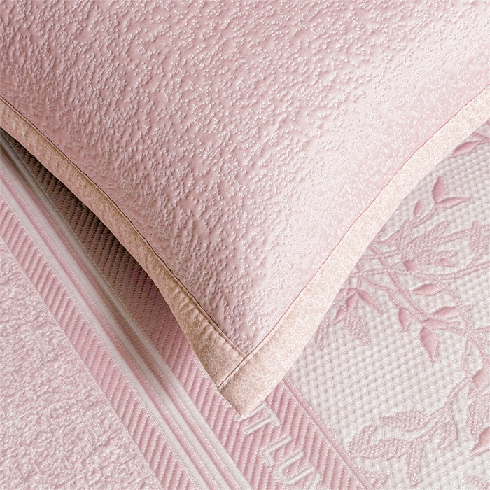 91家纺网 家纺一手货源 找家纺 慕木家纺 2026新款高端复合三明治PE乙纶提花610克冰豆豆凉席欧洛菲系列（提供买家秀） 欧洛菲-粉床笠款